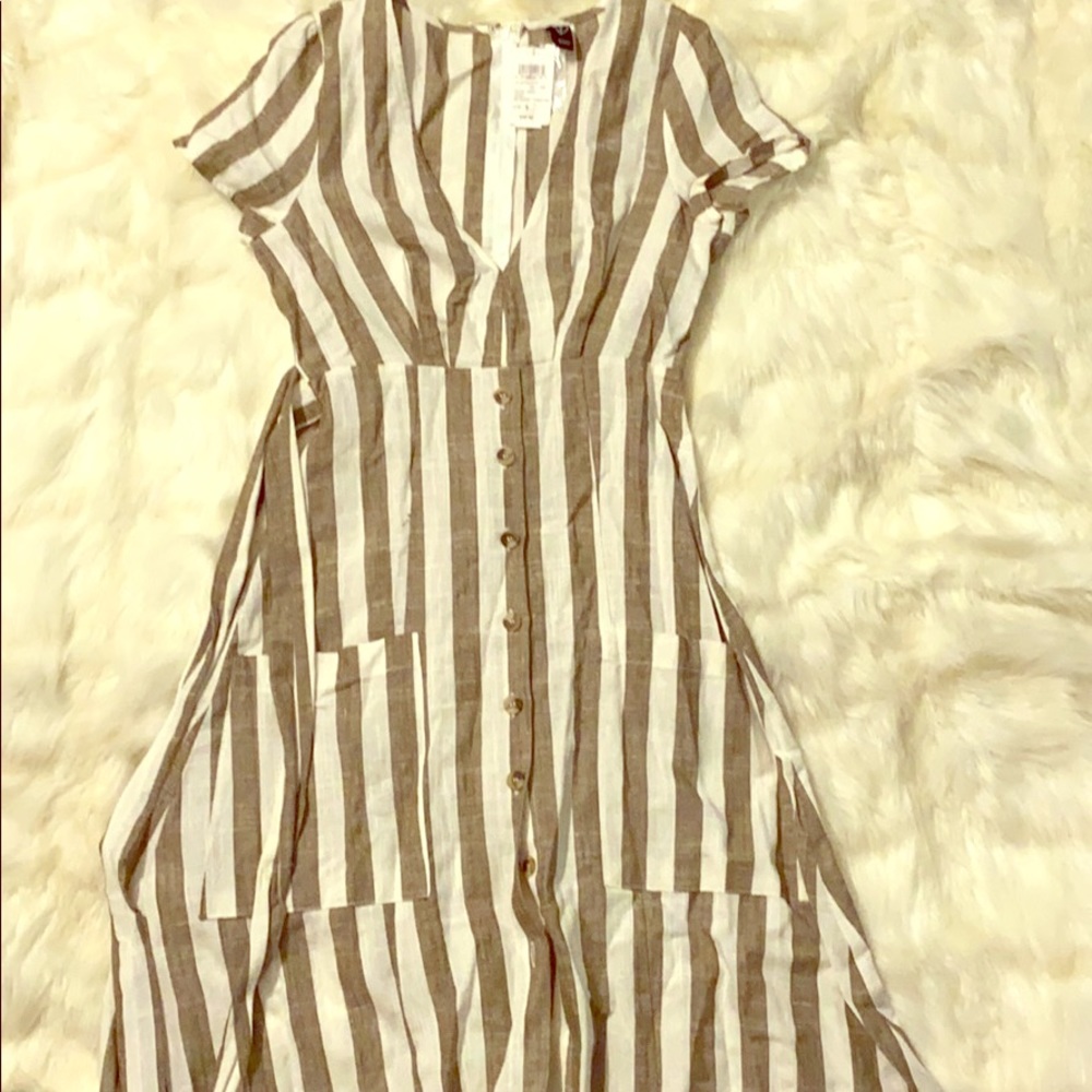 Olive green strip dress